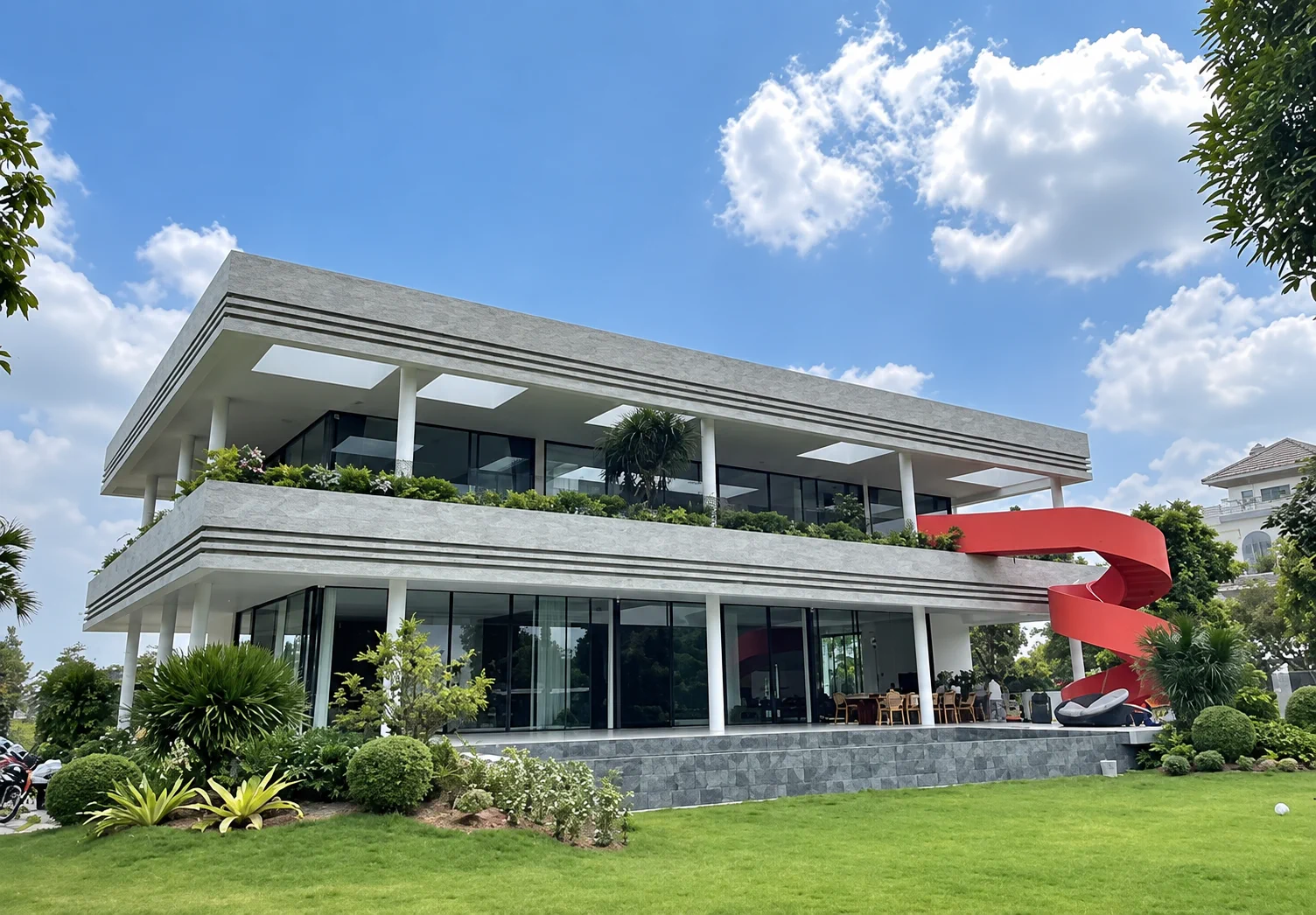 Slim sliding door application on a contemporary project in Vietnam