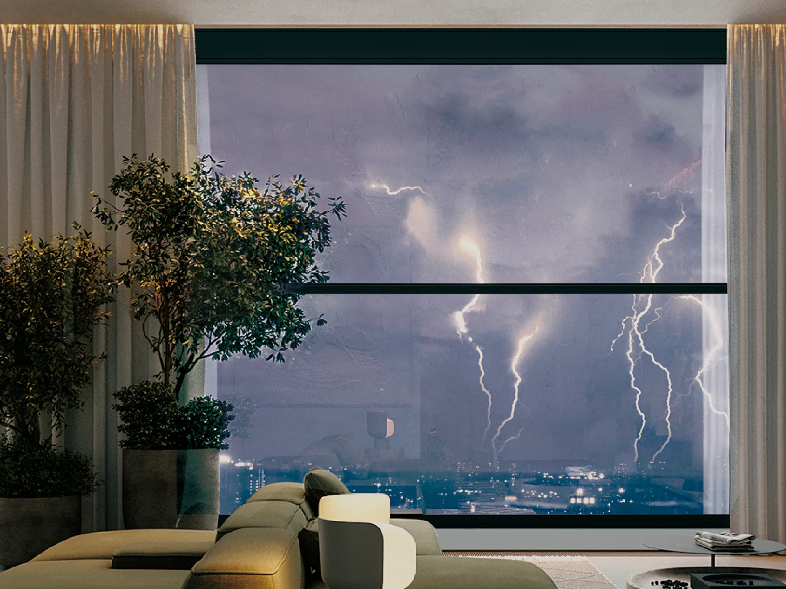 HOPO smart opening system protecting a modern home during severe weather