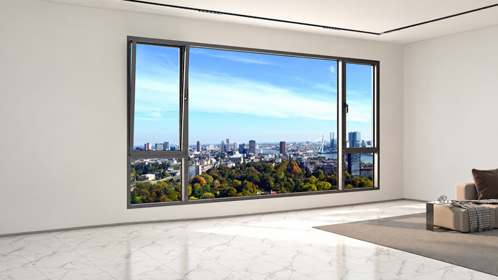 UC-groove tilt-and-turn window in a refined residential setting