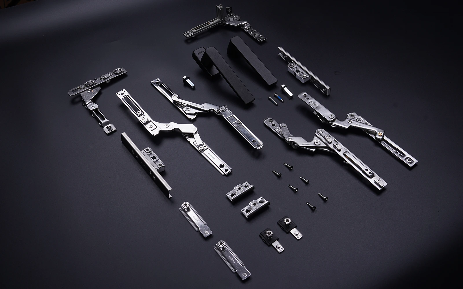 Stainless-steel hardware for inward-opening Euro C-groove casement windows