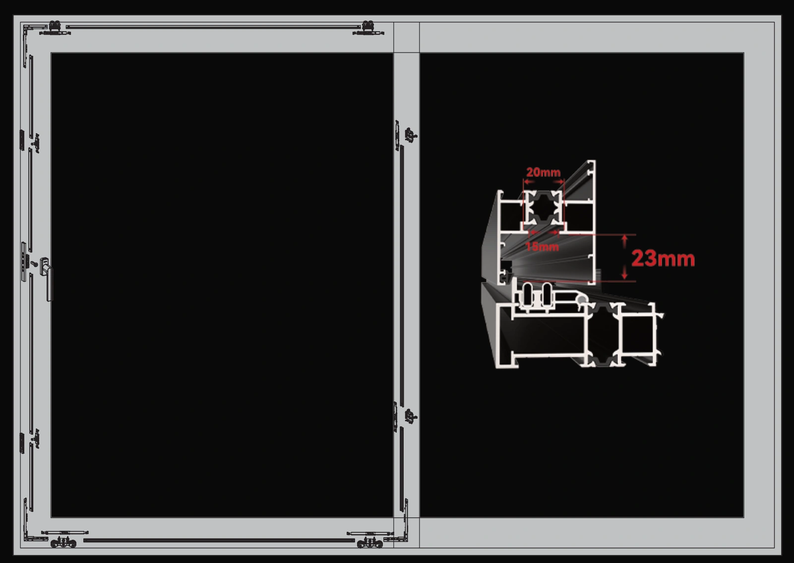 23 mm Double-Track Window